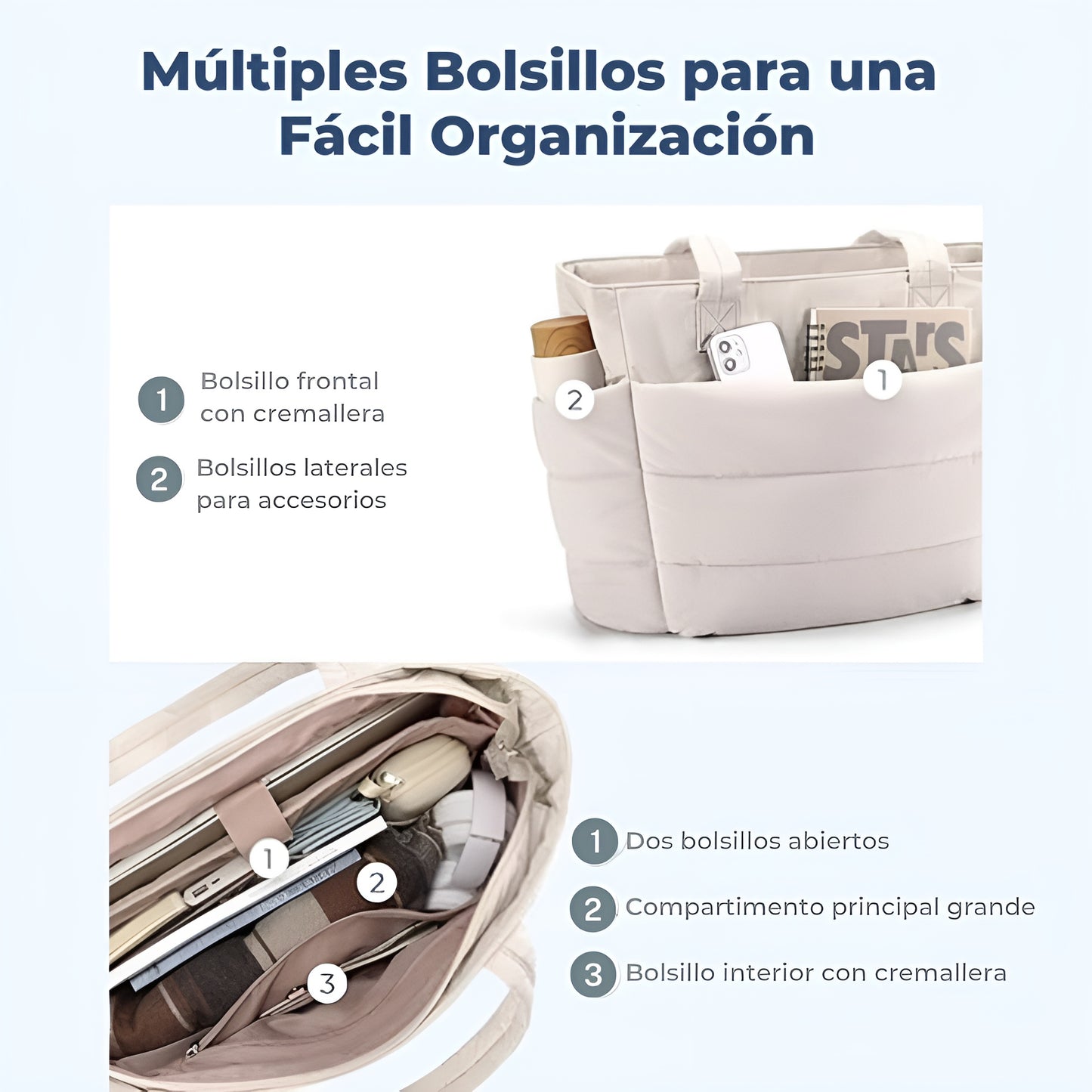 Bolso Tote - Ligero y acolchado
