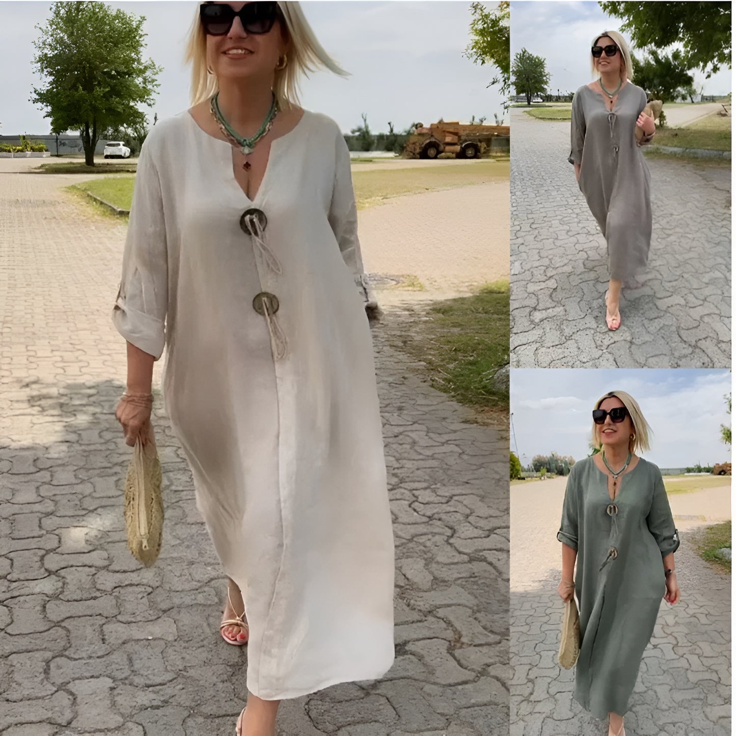 Vestido Serena – Elegancia Natural con Bolsillos y Tejido Fresco
