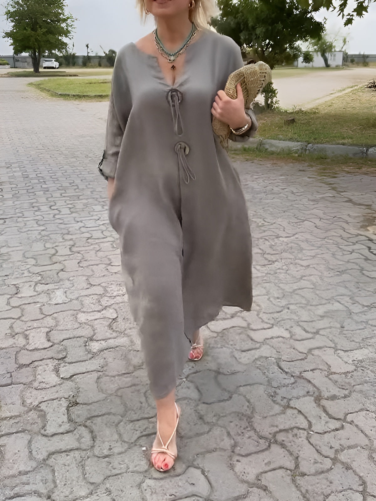 Vestido Serena – Elegancia Natural con Bolsillos y Tejido Fresco