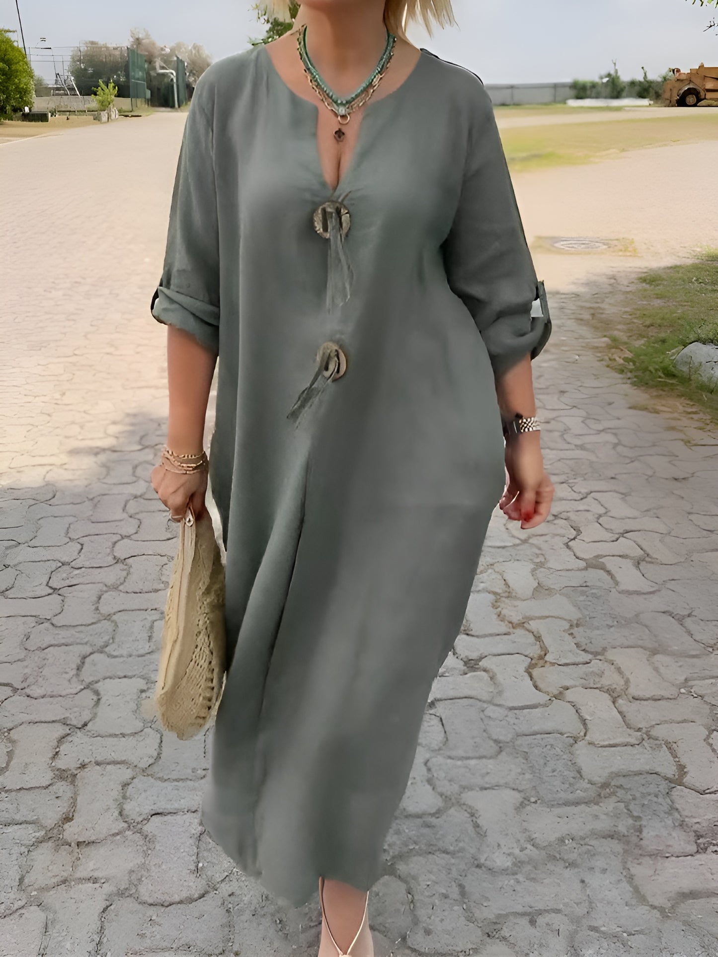 Vestido Serena – Elegancia Natural con Bolsillos y Tejido Fresco