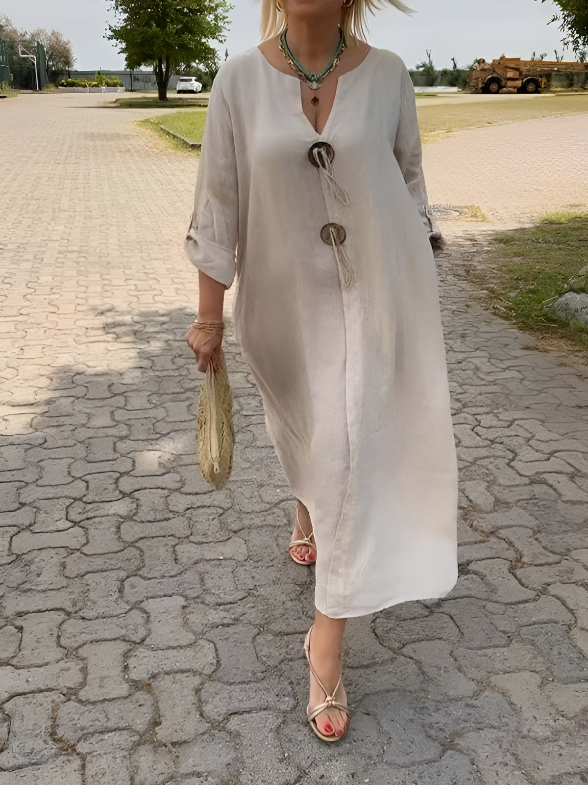 Vestido Serena – Elegancia Natural con Bolsillos y Tejido Fresco