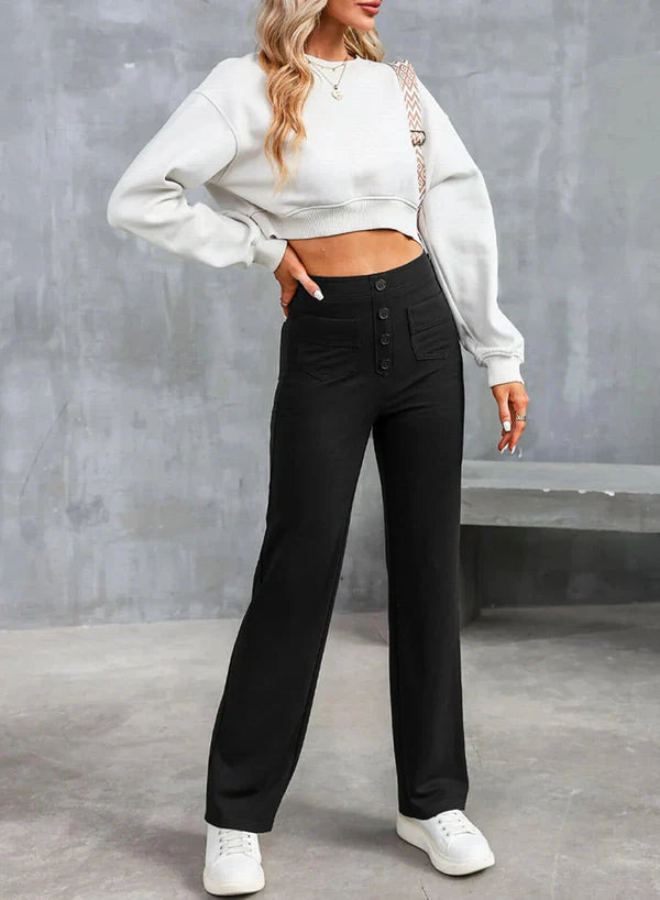 Pantalones Elásticos de Cintura Alta para Mujer