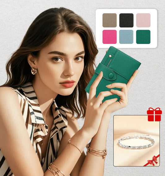 Billetera Bifold para Mujer + Pulsera de la suerte de REGALO