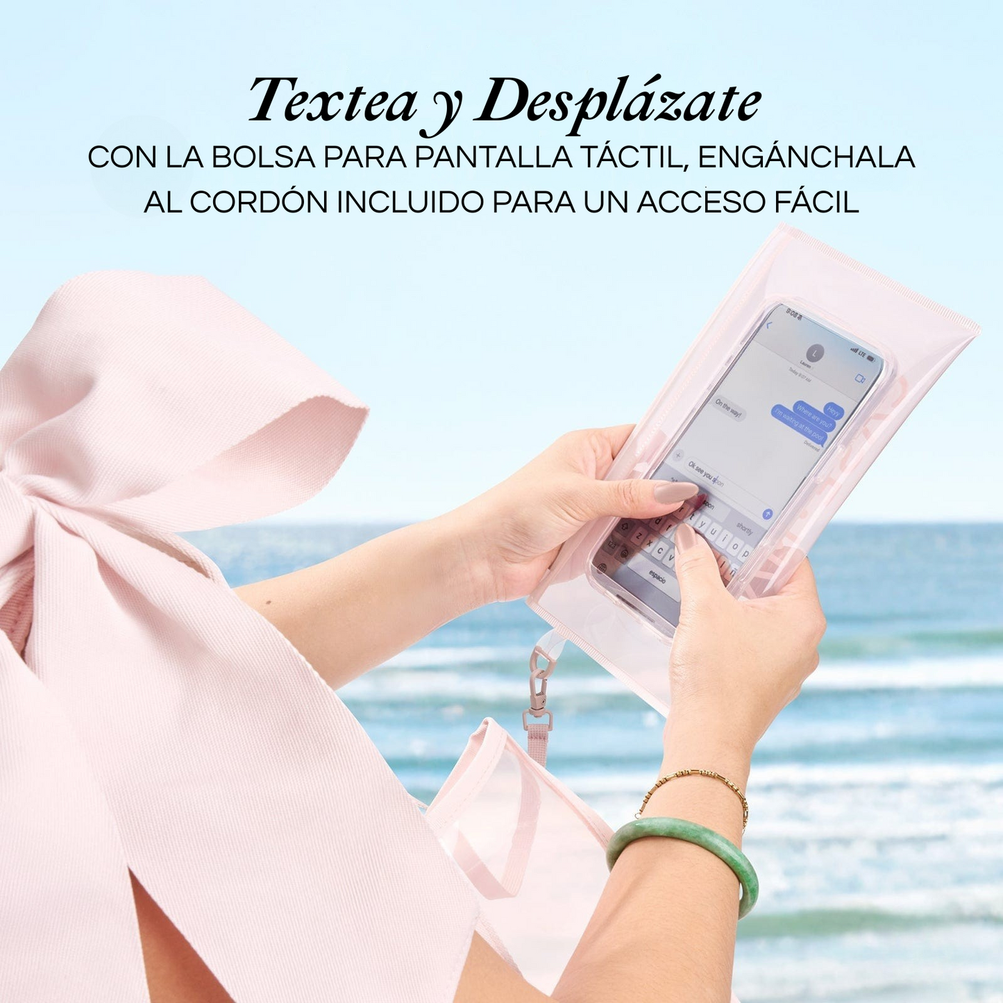 Bolso de playa con lazo y funda para teléfono