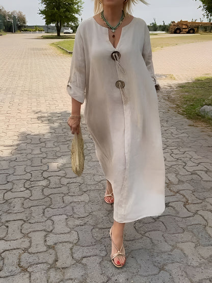 Vestido Serena – Elegancia Natural con Bolsillos y Tejido Fresco