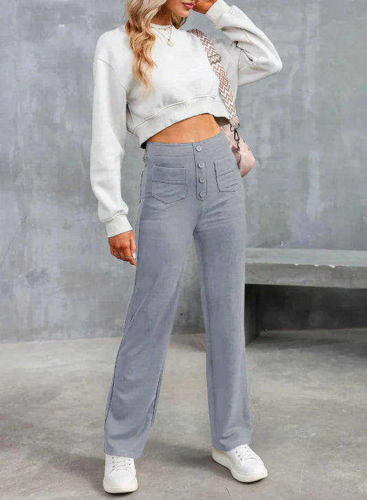 Pantalones Elásticos de Cintura Alta para Mujer